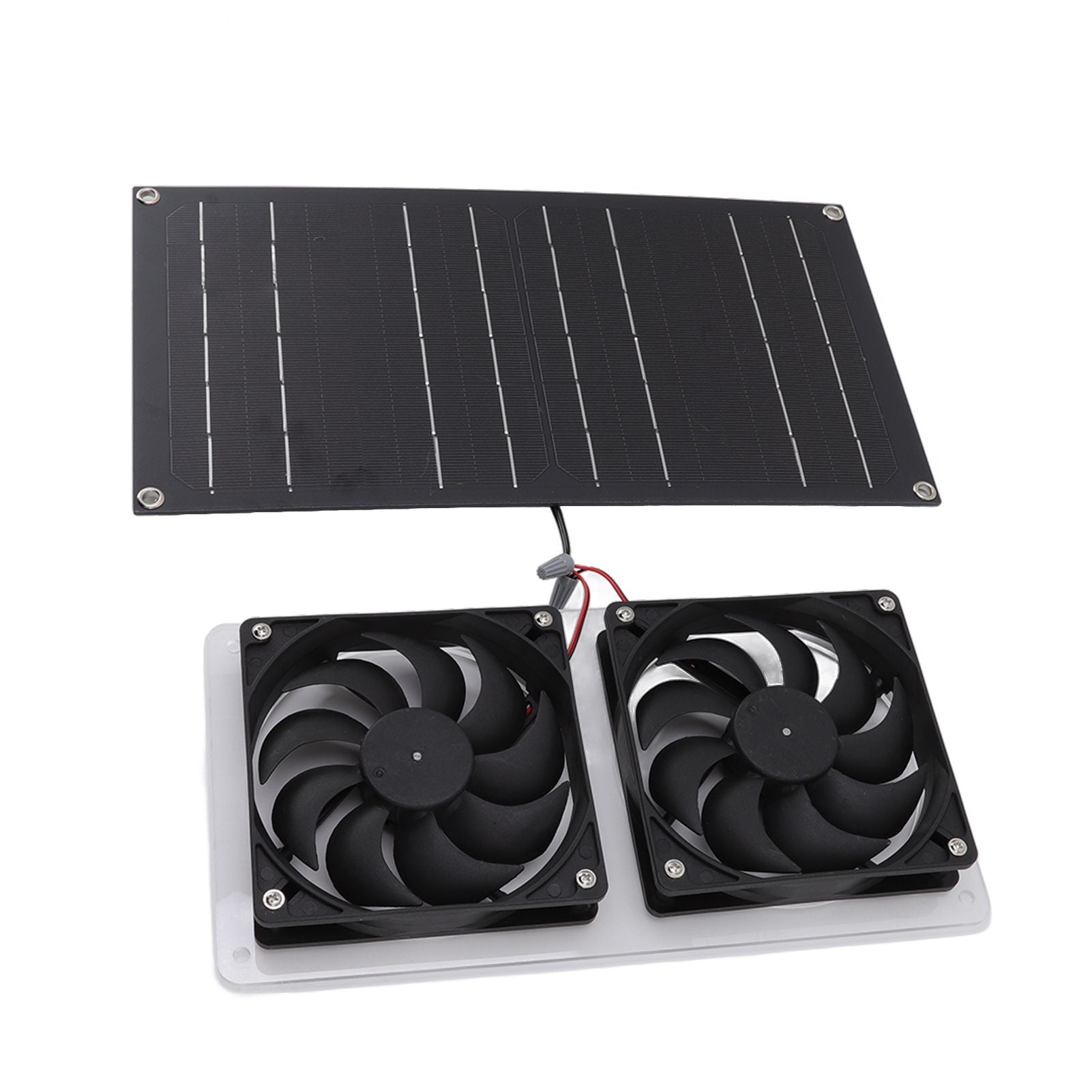 Solar Panel Fan Kit 100W Dual Fans IP67 Waterproof Low Noise Wide Application Solar Powered Fan For Pet House Hut
