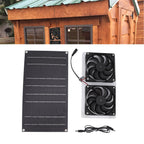Solar Panel Fan Kit 100W Dual Fans IP67 Waterproof Low Noise Wide Application Solar Powered Fan For Pet House Hut