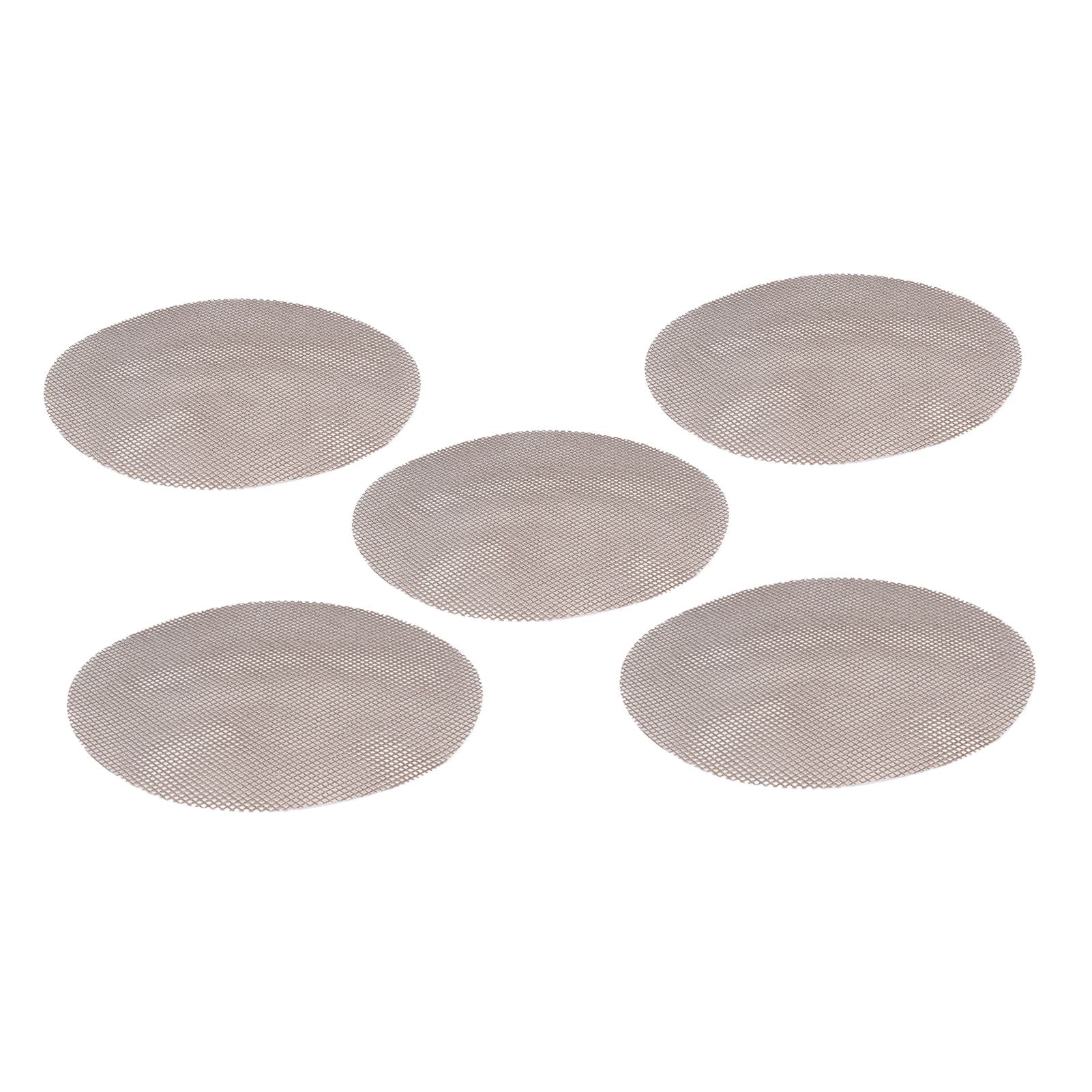5Pcs High Temperature Resistant Barbecue Round Mat Reusable Non Stick BBQ Grill Grid Slice Pizza Mat 36cm Diameter Brown