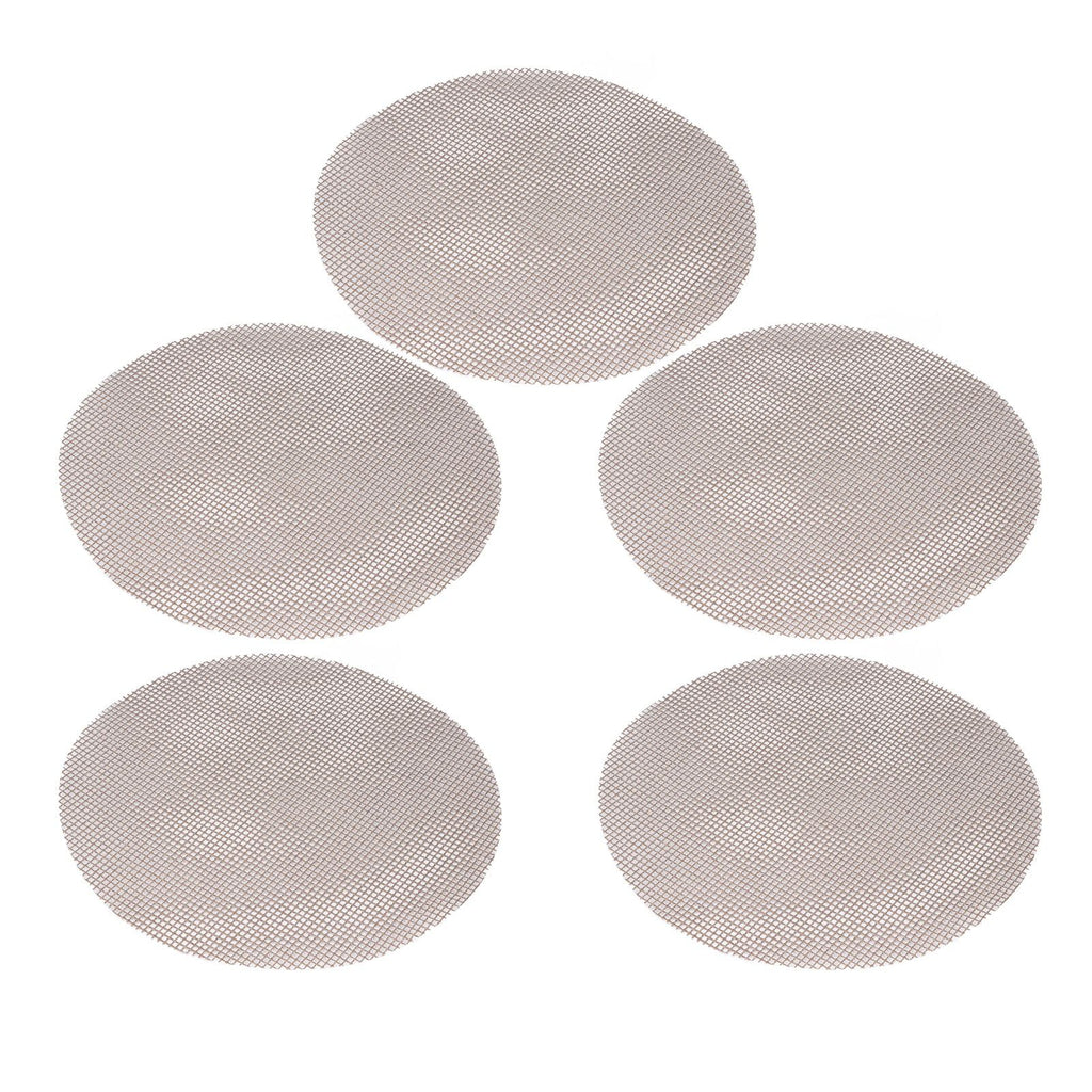 5Pcs High Temperature Resistant Barbecue Round Mat Reusable Non Stick BBQ Grill Grid Slice Pizza Mat 36cm Diameter Brown