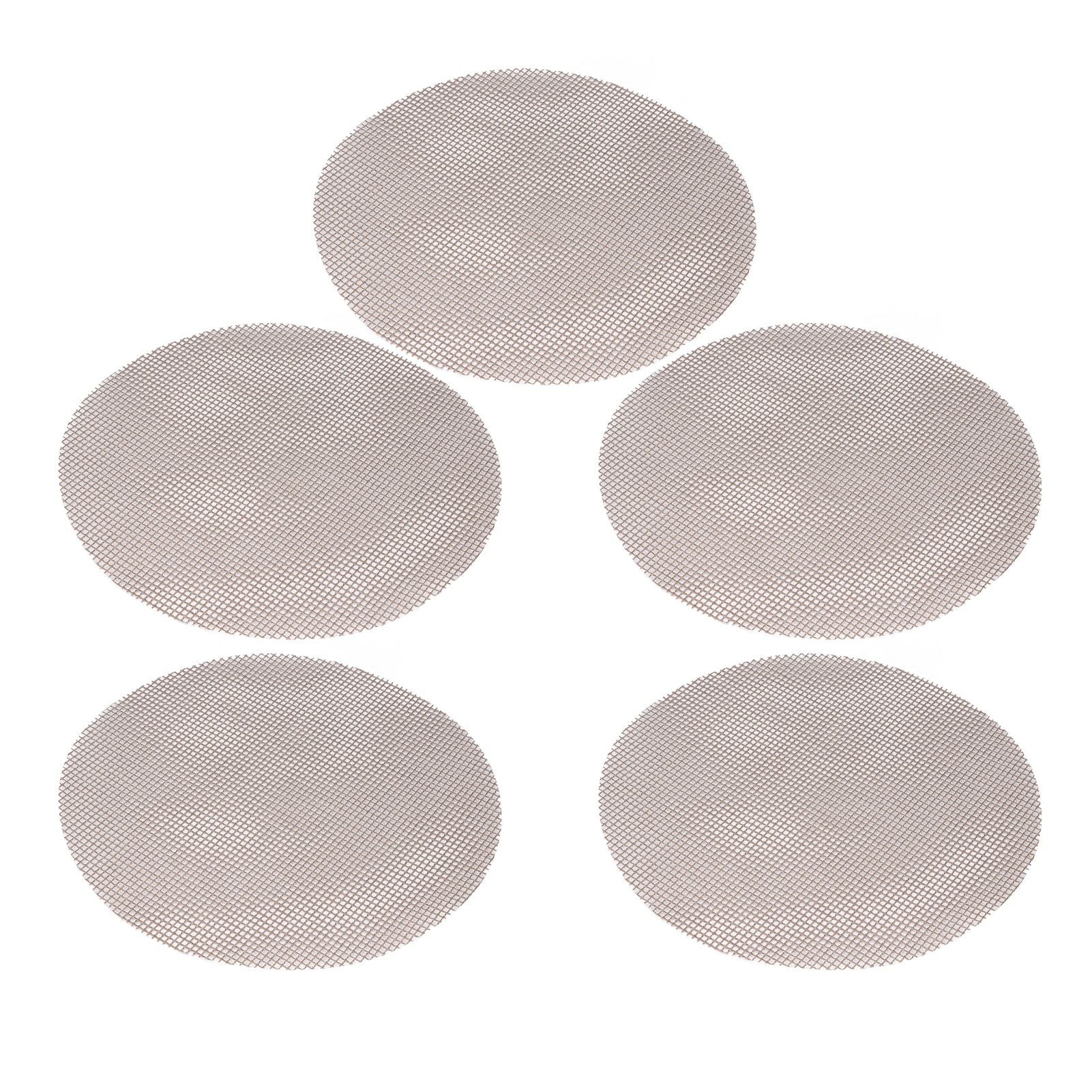 5Pcs High Temperature Resistant Barbecue Round Mat Reusable Non Stick BBQ Grill Grid Slice Pizza Mat 36cm Diameter Brown