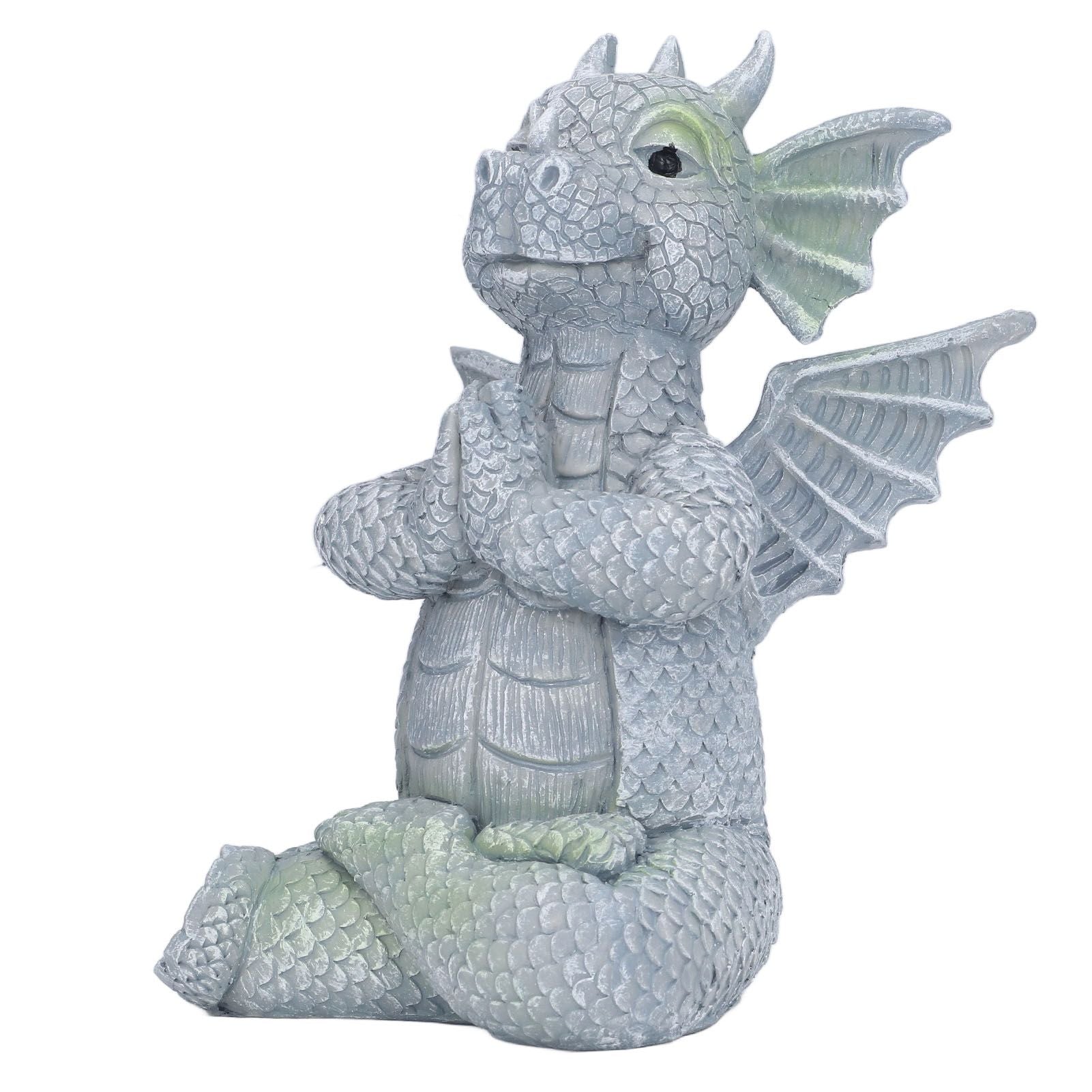 Small Dinosaur Sculpture Resin Meditated Statue Home Ornament for Garden Tree Courtyard Backyard