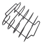 Rib Rack 4 Rows Capacity Compact Portable Iron Material Black Durable Reusable Barbecue Standing Rib Rack for Camping