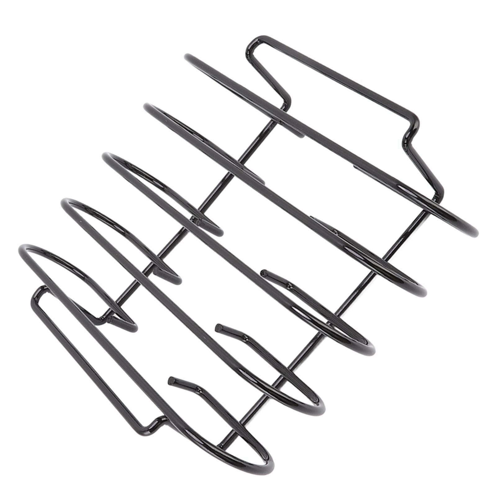 Rib Rack 4 Rows Capacity Compact Portable Iron Material Black Durable Reusable Barbecue Standing Rib Rack for Camping