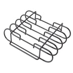 Rib Rack 4 Rows Capacity Compact Portable Iron Material Black Durable Reusable Barbecue Standing Rib Rack for Camping