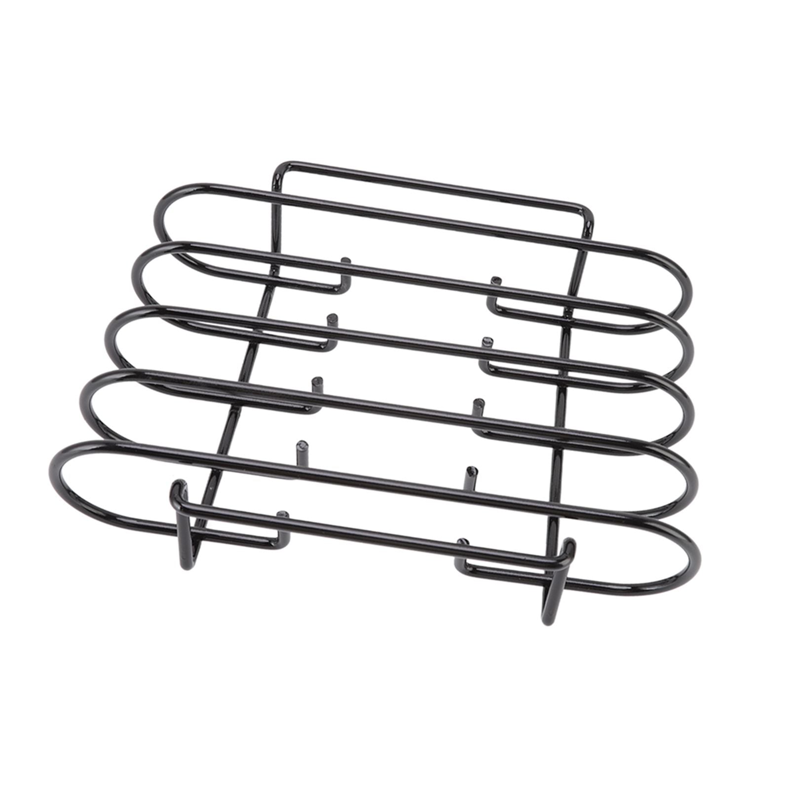 Rib Rack 4 Rows Capacity Compact Portable Iron Material Black Durable Reusable Barbecue Standing Rib Rack for Camping