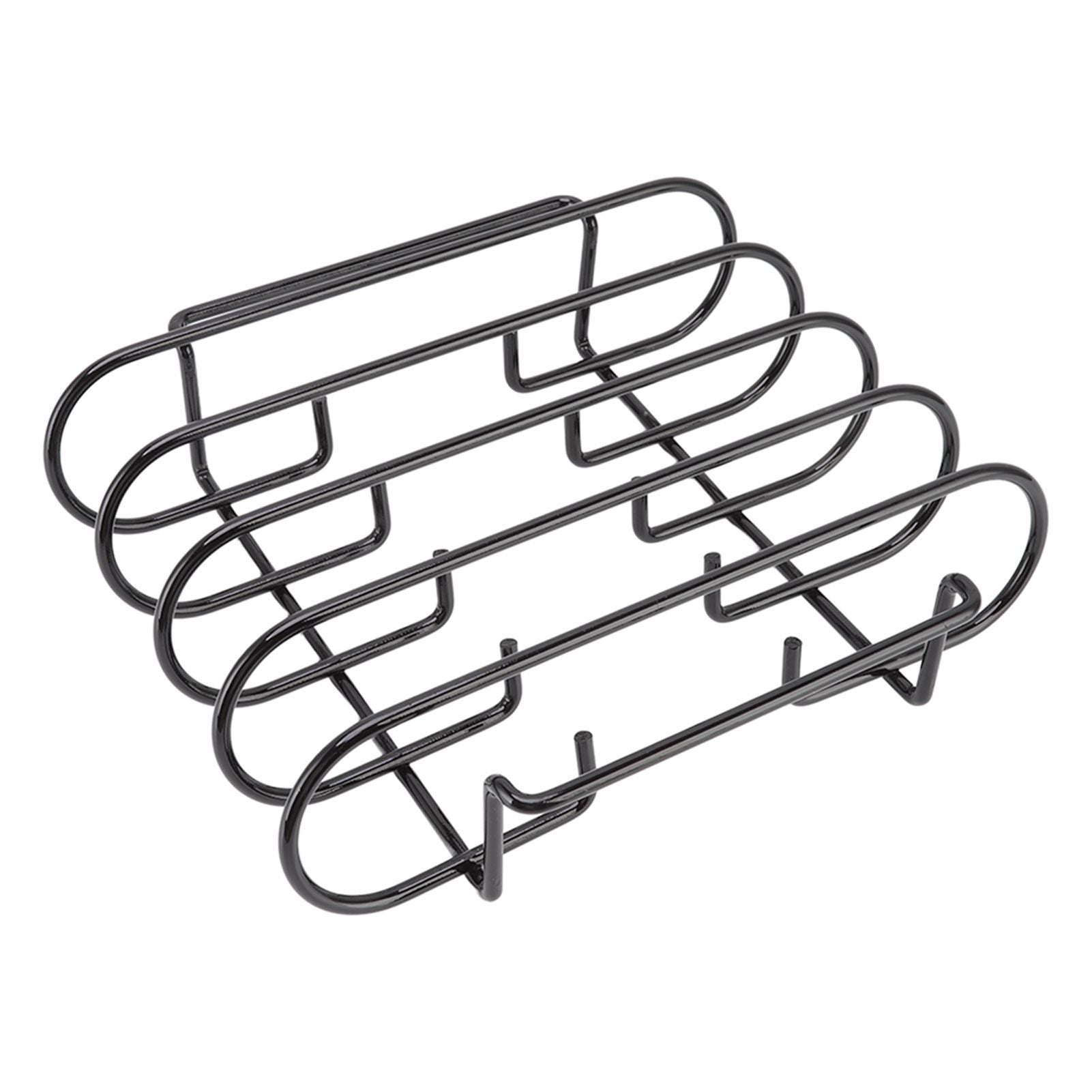 Rib Rack 4 Rows Capacity Compact Portable Iron Material Black Durable Reusable Barbecue Standing Rib Rack for Camping