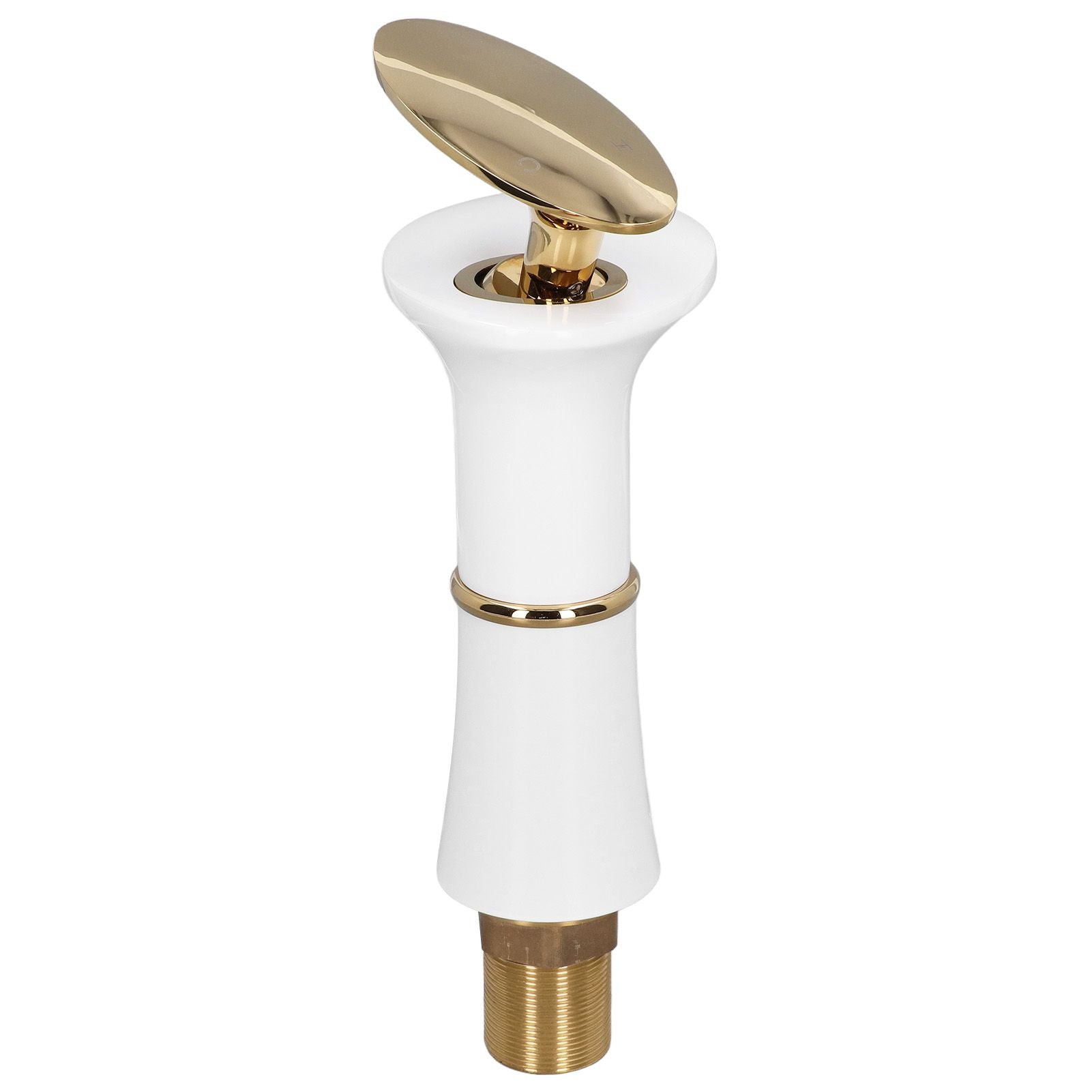 G1/2 Bathroom Faucet Washing Basin Bathroom Sink Tap Waterfall Single Hole Faucet for House Office BuildingWhite and Gold Short Style with Golden Handle