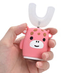 Kids U Shaped Toothbrush Pink Cartoon Electric 360° Tooth Rush Whole Mouth Teeth Cleaning MachineSmall
