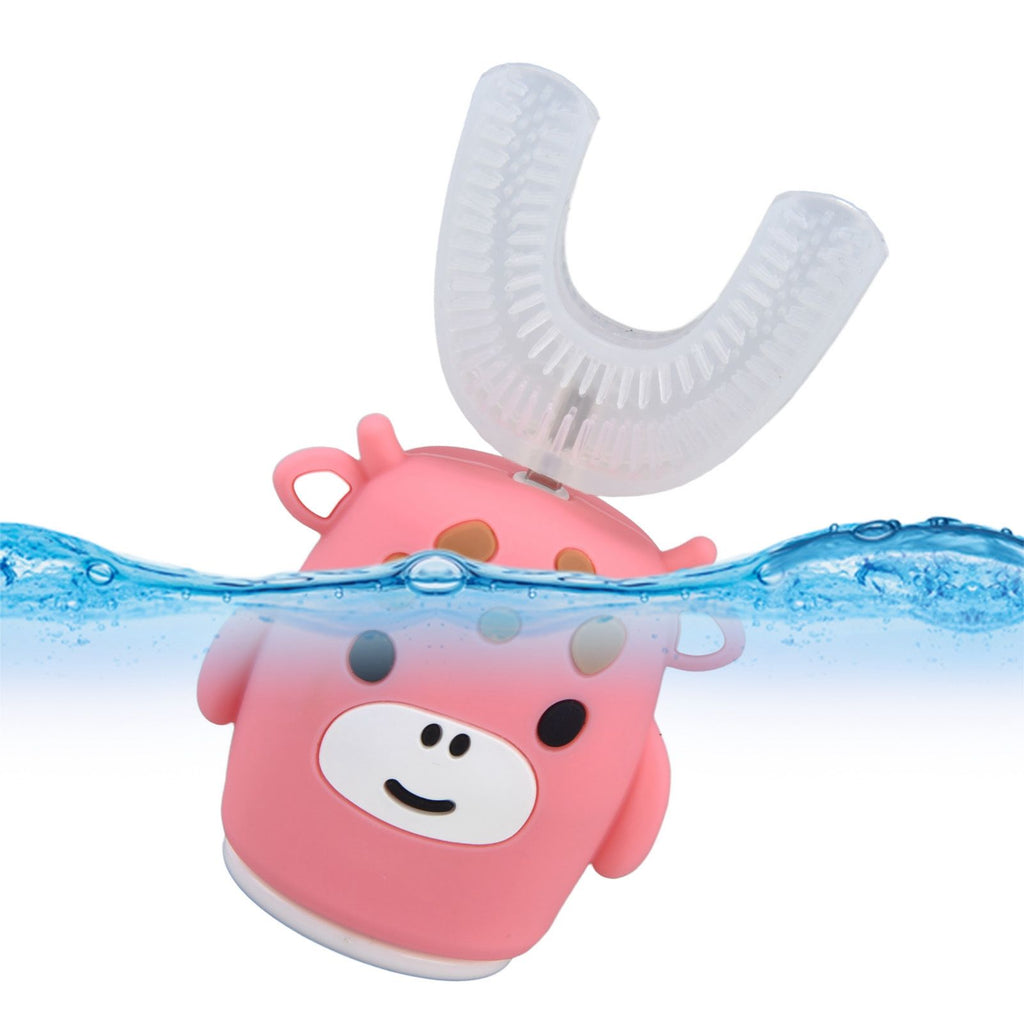 Kids U Shaped Toothbrush Pink Cartoon Electric 360° Tooth Rush Whole Mouth Teeth Cleaning MachineSmall
