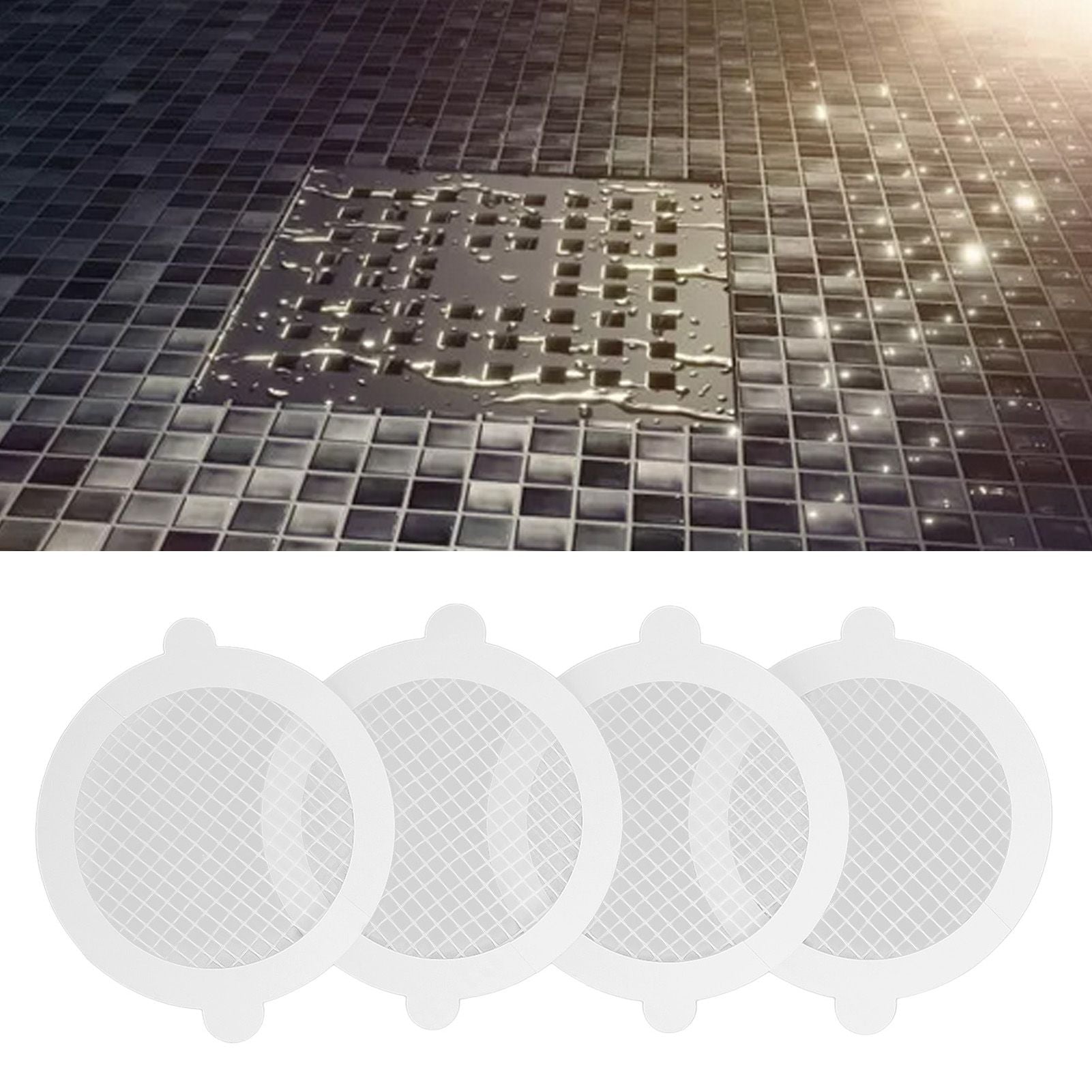 50Pcs Shower Drain Hair Catcher Fiberglass Practical Convenient Dense Mesh Shower Hair Catcher9cm Diameter, 3mm Mesh