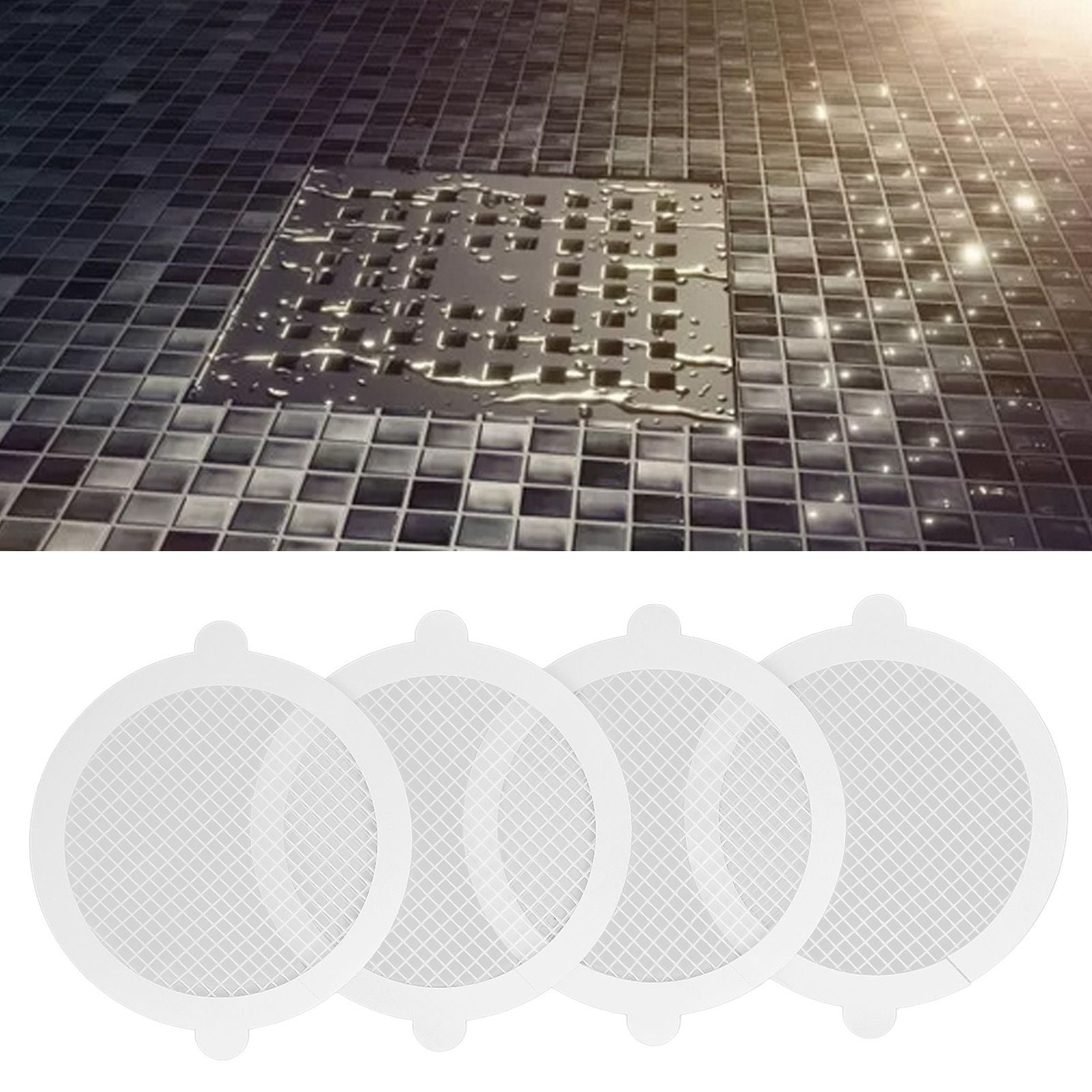 50Pcs Shower Drain Hair Catcher Fiberglass Practical Convenient Dense Mesh Shower Hair Catcher11cm Diameter, 3mm Mesh