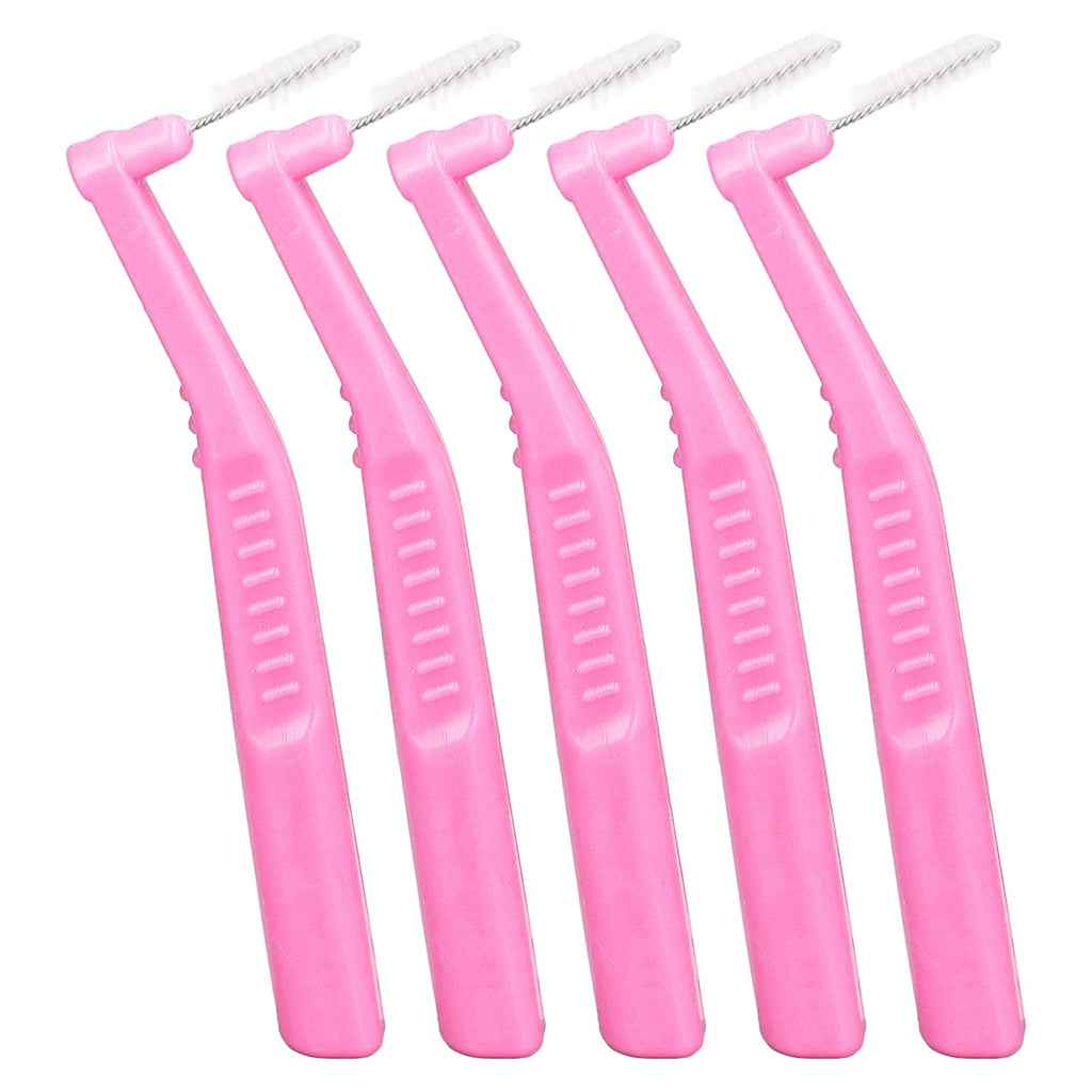 5pcs L Shaped Interdental Brushes Effective Cleaning Plaque Removal Braces Brush for Tooth Care Pink