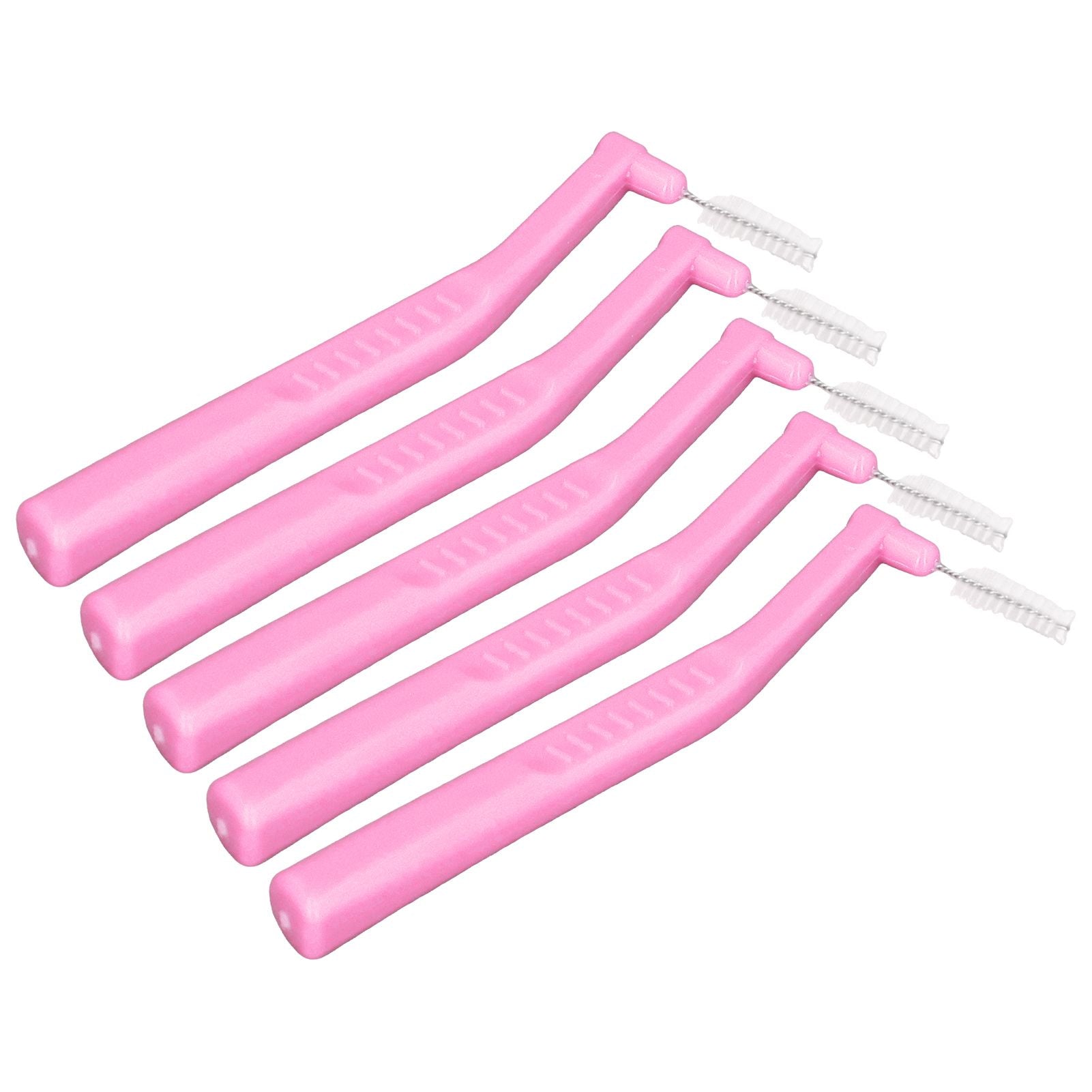 5pcs L Shaped Interdental Brushes Effective Cleaning Plaque Removal Braces Brush for Tooth Care Pink