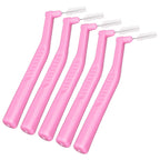 5pcs L Shaped Interdental Brushes Effective Cleaning Plaque Removal Braces Brush for Tooth Care Pink
