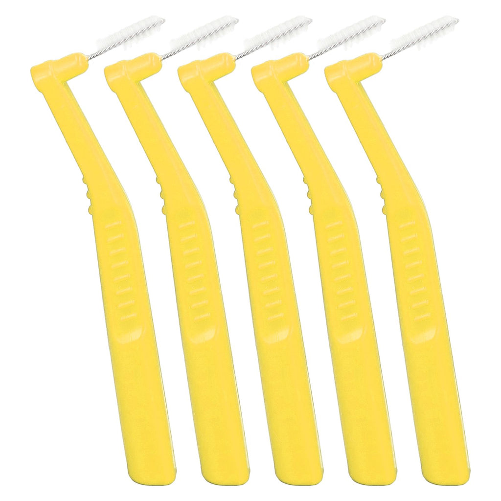5pcs L Shaped Interdental Brushes Effective Cleaning Plaque Removal Braces Brush for Tooth Care Yellow