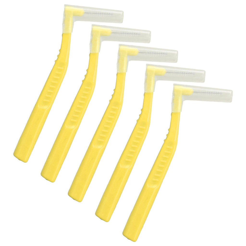 5pcs L Shaped Interdental Brushes Effective Cleaning Plaque Removal Braces Brush for Tooth Care Yellow
