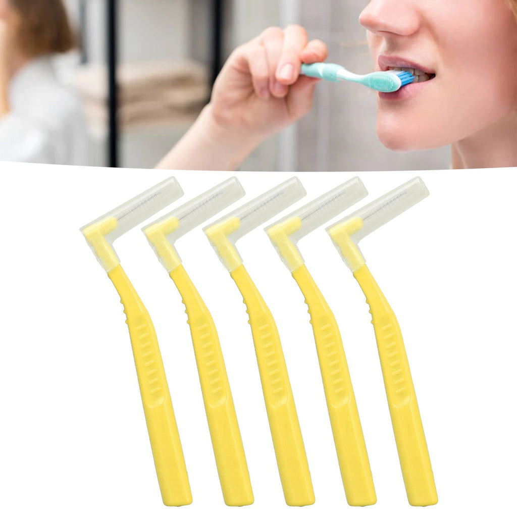 5pcs L Shaped Interdental Brushes Effective Cleaning Plaque Removal Braces Brush for Tooth Care Yellow