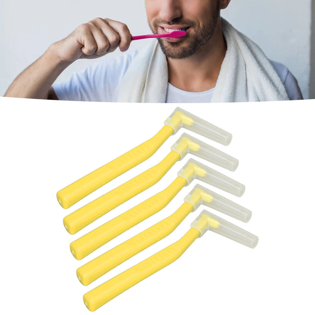 5pcs L Shaped Interdental Brushes Effective Cleaning Plaque Removal Braces Brush for Tooth Care Yellow