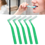 5pcs L Shaped Interdental Brushes Effective Cleaning Plaque Removal Braces Brush for Tooth Care Green