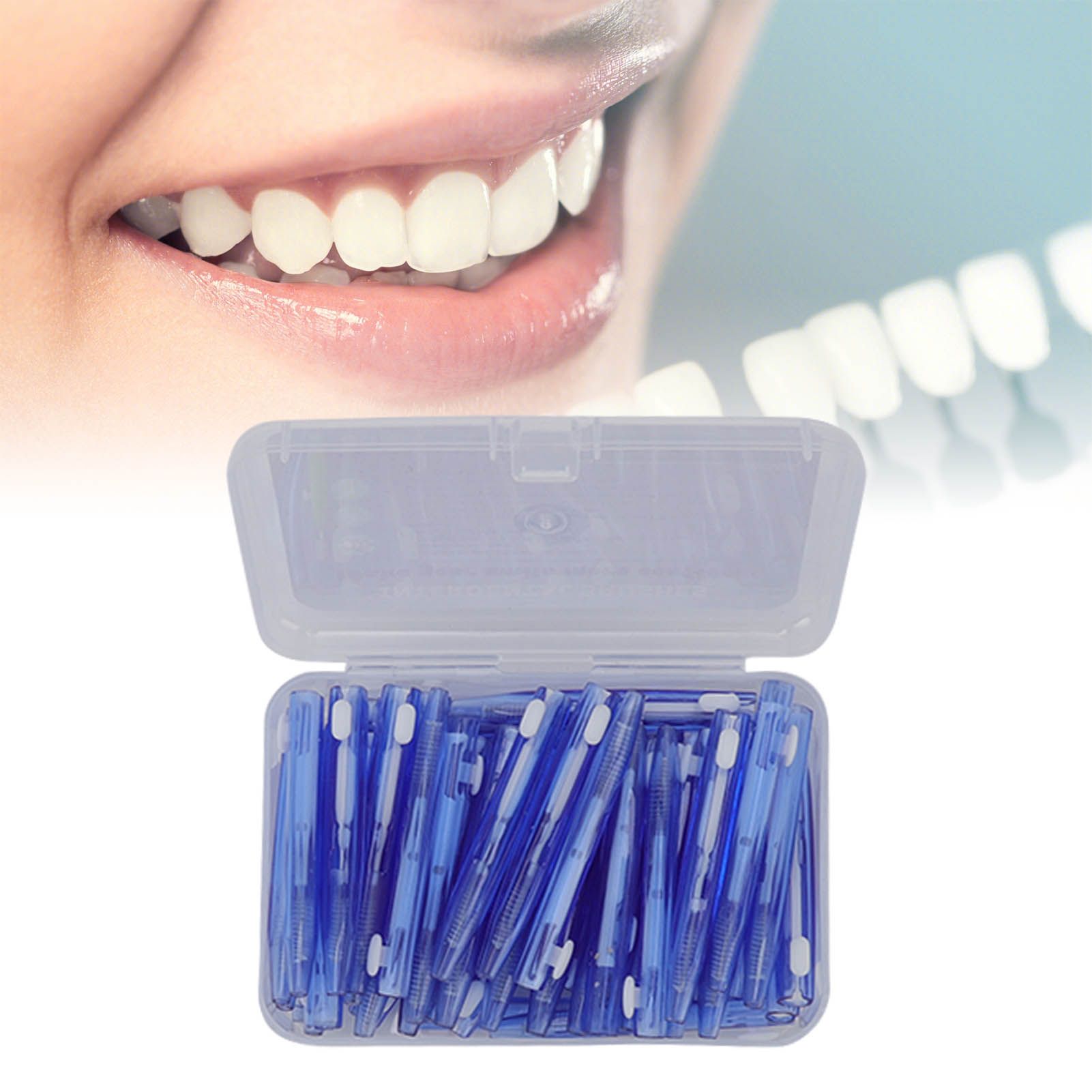 60Pcs Interdental Brush Practical Slim Braces Cleaner with PP Handle for Adults Children Orthodontic Care Blue