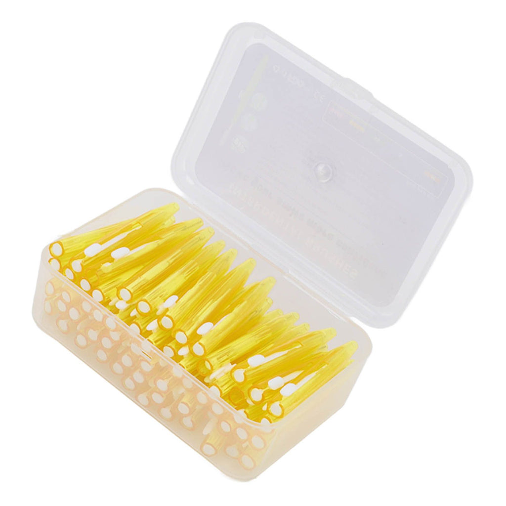 60Pcs Interdental Brush Practical Slim Braces Cleaner with PP Handle for Adults Children Orthodontic Care Yellow