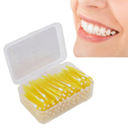 60Pcs Interdental Brush Practical Slim Braces Cleaner with PP Handle for Adults Children Orthodontic Care Yellow