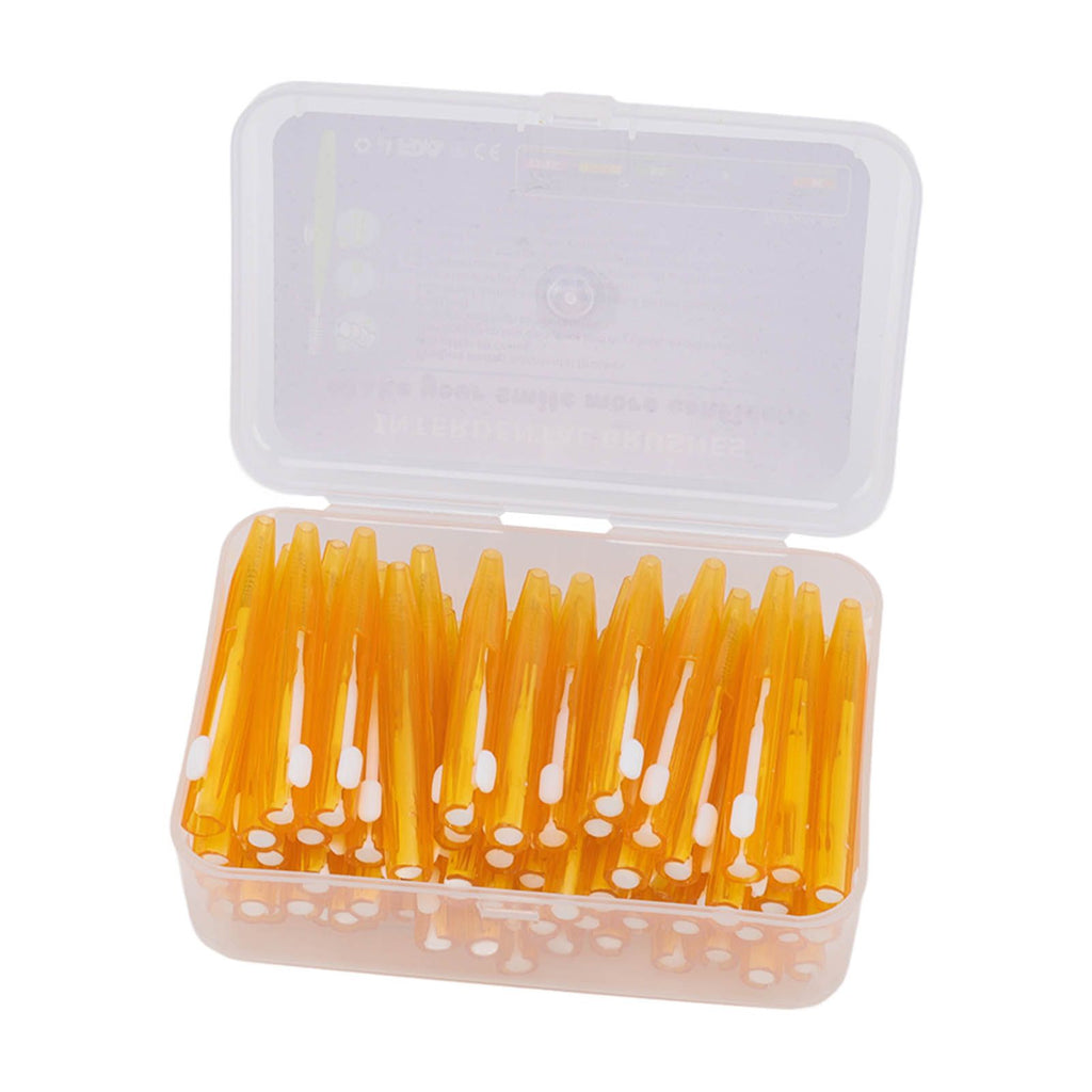 60Pcs Interdental Brush Practical Slim Braces Cleaner with PP Handle for Adults Children Orthodontic Care Orange
