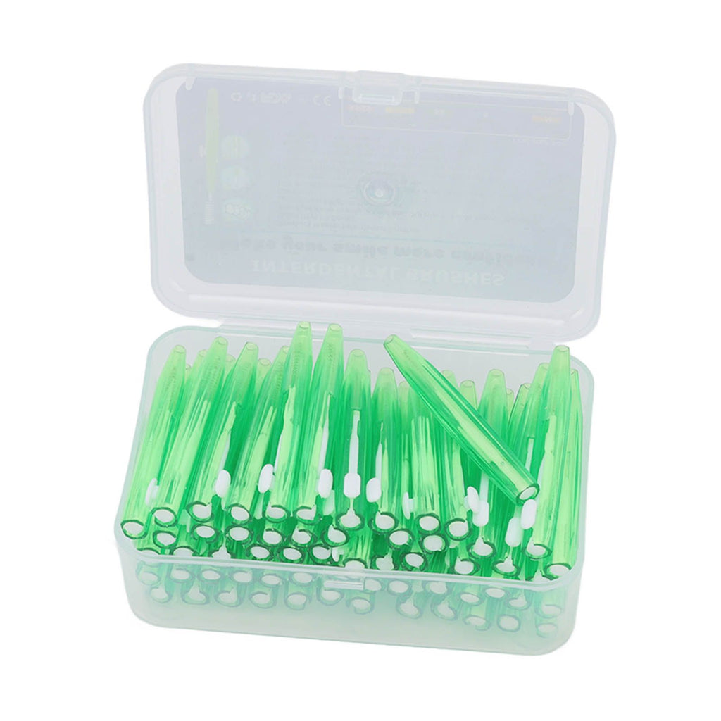 60Pcs Interdental Brush Practical Slim Braces Cleaner with PP Handle for Adults Children Orthodontic Care Green