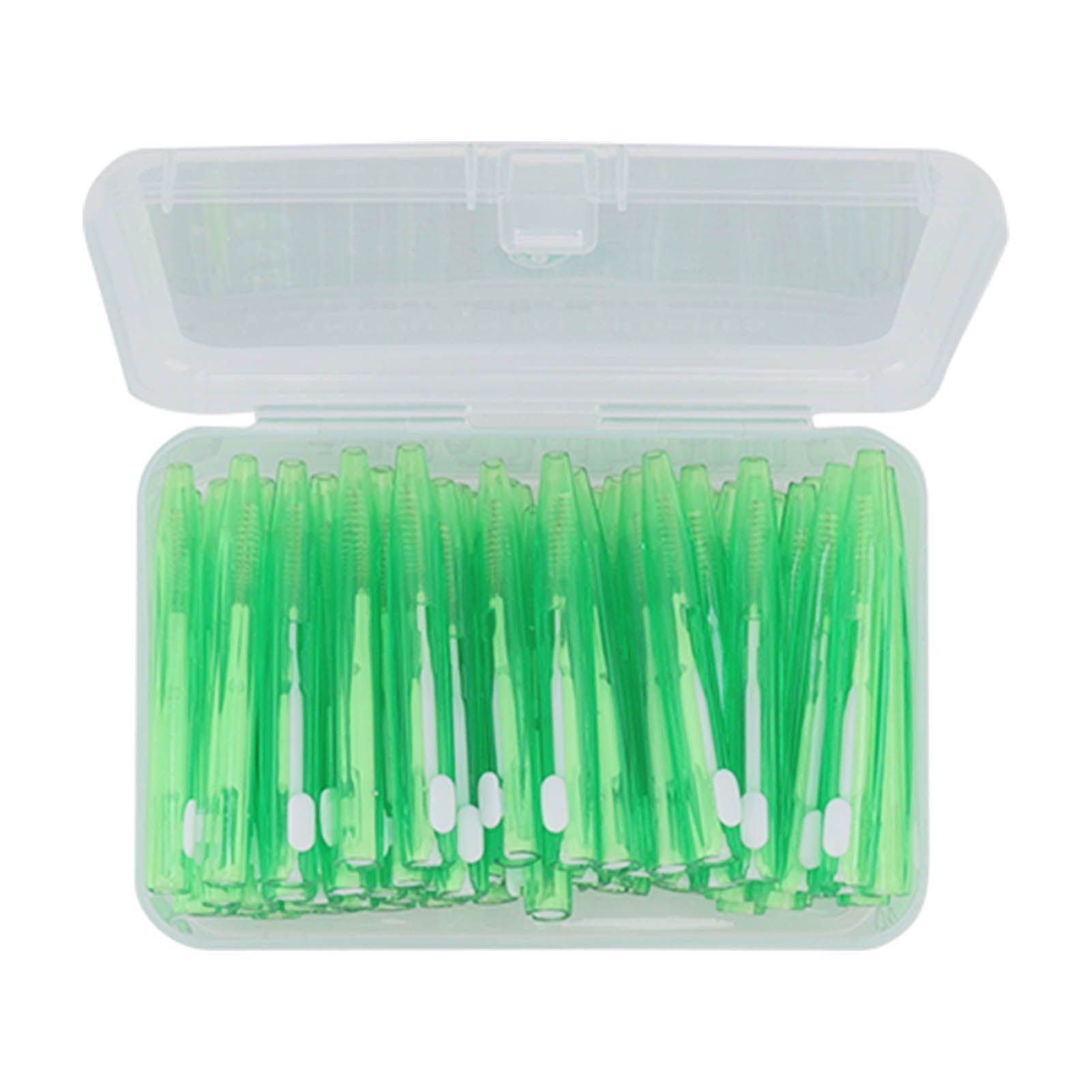 60Pcs Interdental Brush Practical Slim Braces Cleaner with PP Handle for Adults Children Orthodontic Care Green