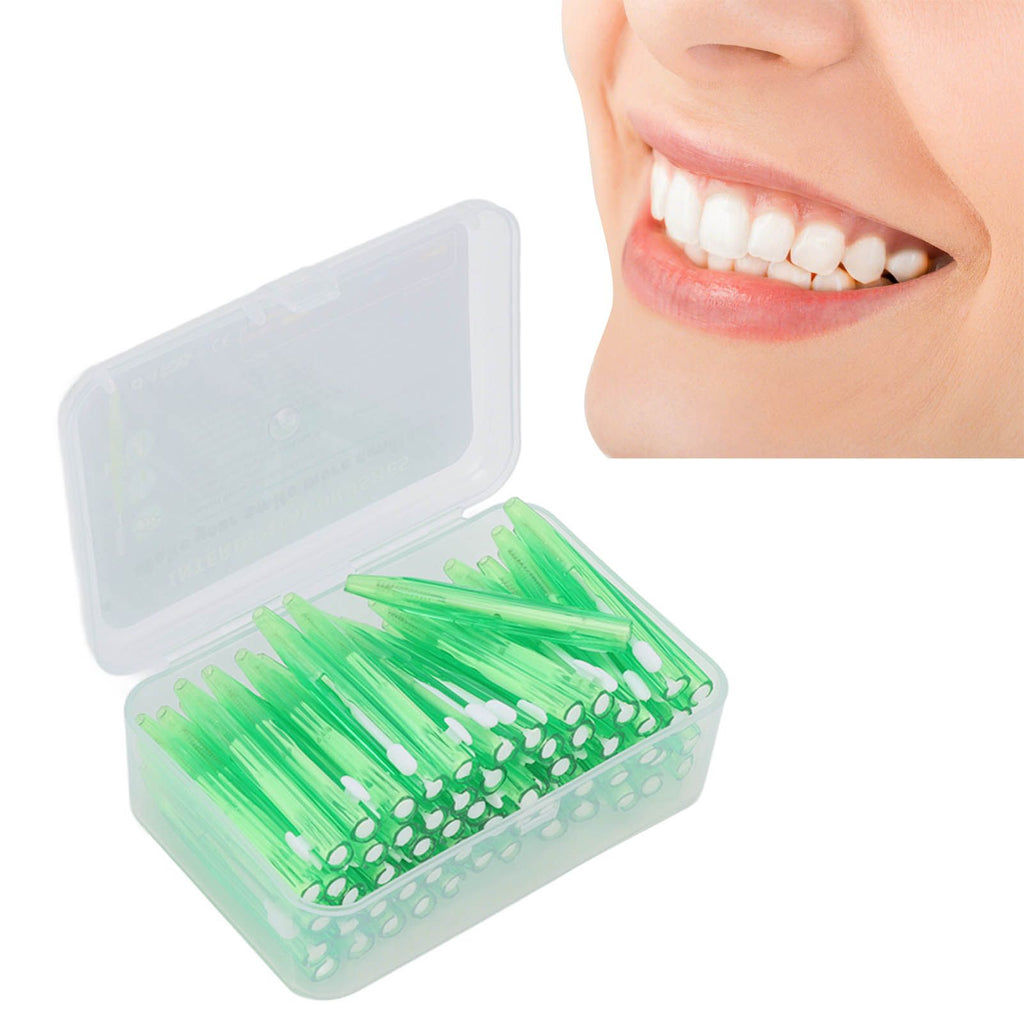 60Pcs Interdental Brush Practical Slim Braces Cleaner with PP Handle for Adults Children Orthodontic Care Green