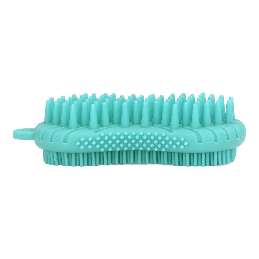 Silicone Body Scrubber Dual Side Ergonomic Handle Safe Silicone Body Massage Silicone Body Brush for Body Hair Green