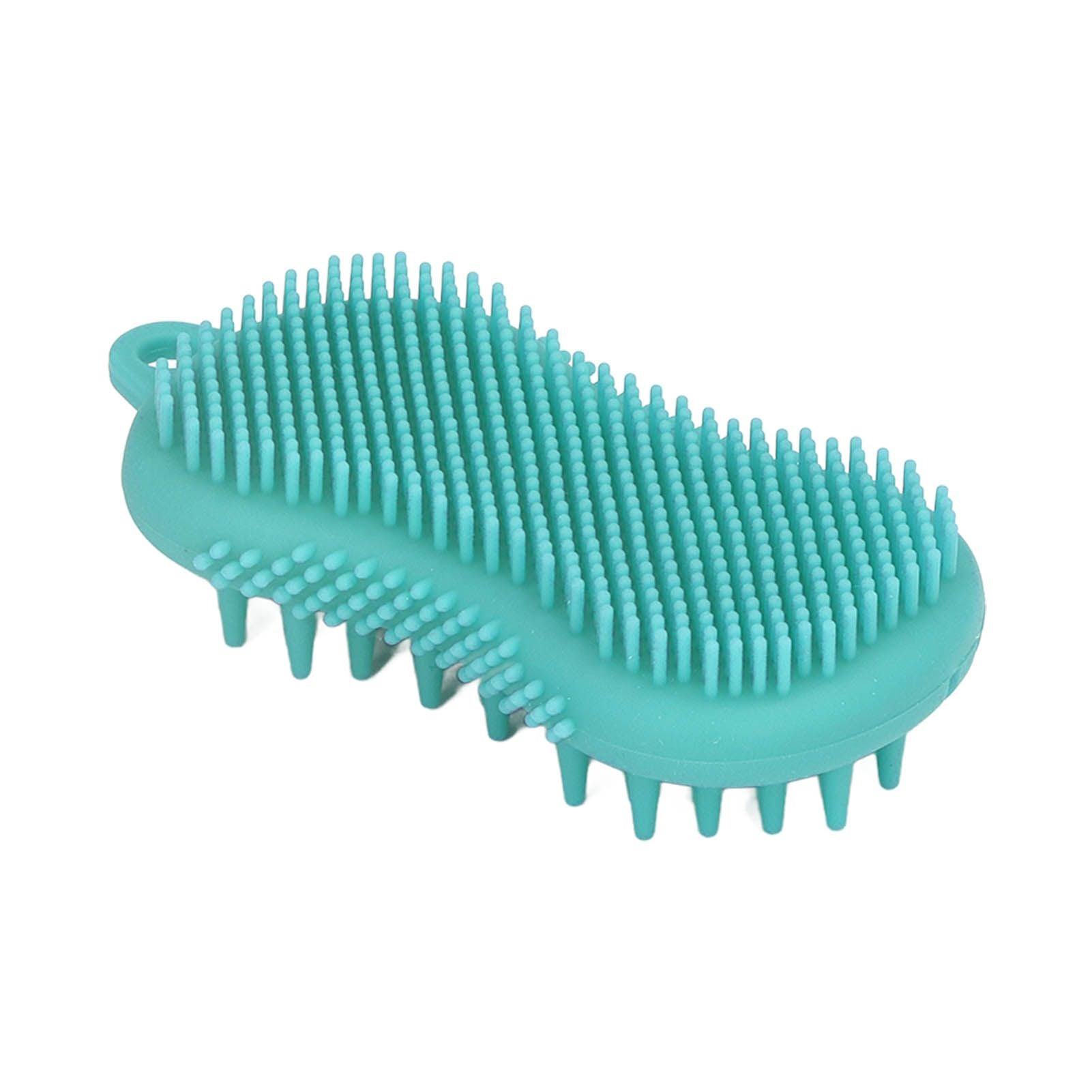 Silicone Body Scrubber Dual Side Ergonomic Handle Safe Silicone Body Massage Silicone Body Brush for Body Hair Green