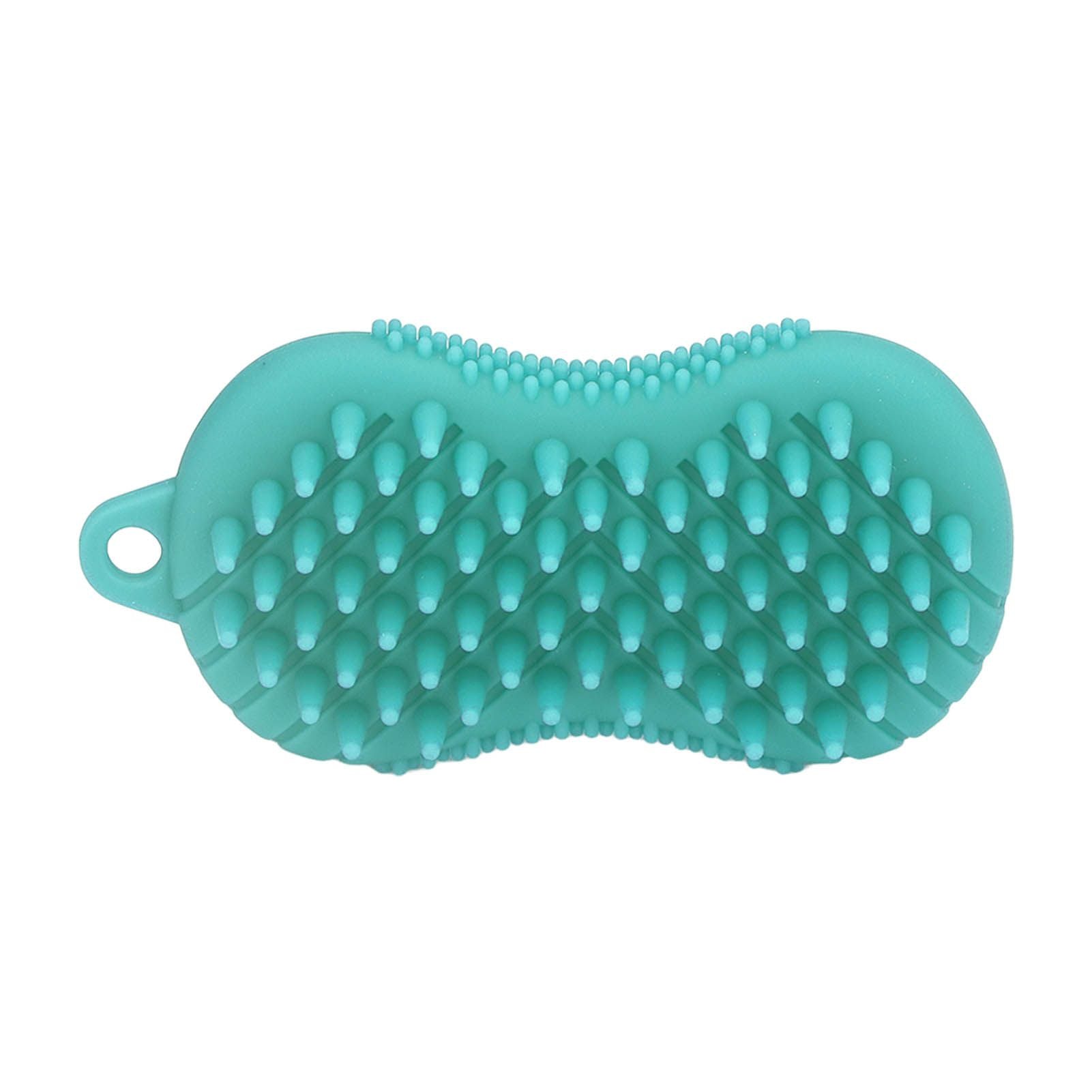 Silicone Body Scrubber Dual Side Ergonomic Handle Safe Silicone Body Massage Silicone Body Brush for Body Hair Green