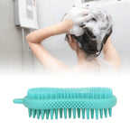 Silicone Body Scrubber Dual Side Ergonomic Handle Safe Silicone Body Massage Silicone Body Brush for Body Hair Green