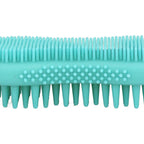 Silicone Body Scrubber Dual Side Ergonomic Handle Safe Silicone Body Massage Silicone Body Brush for Body Hair Green