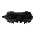 Silicone Body Scrubber Dual Side Ergonomic Handle Safe Silicone Body Massage Silicone Body Brush for Body Hair Black