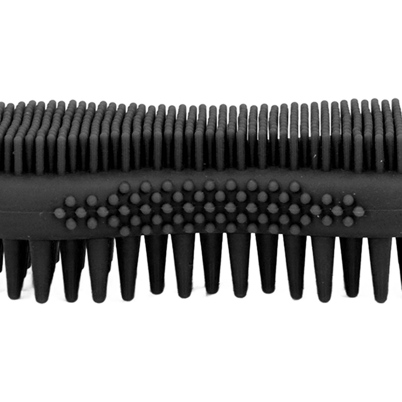 Silicone Body Scrubber Dual Side Ergonomic Handle Safe Silicone Body Massage Silicone Body Brush for Body Hair Black