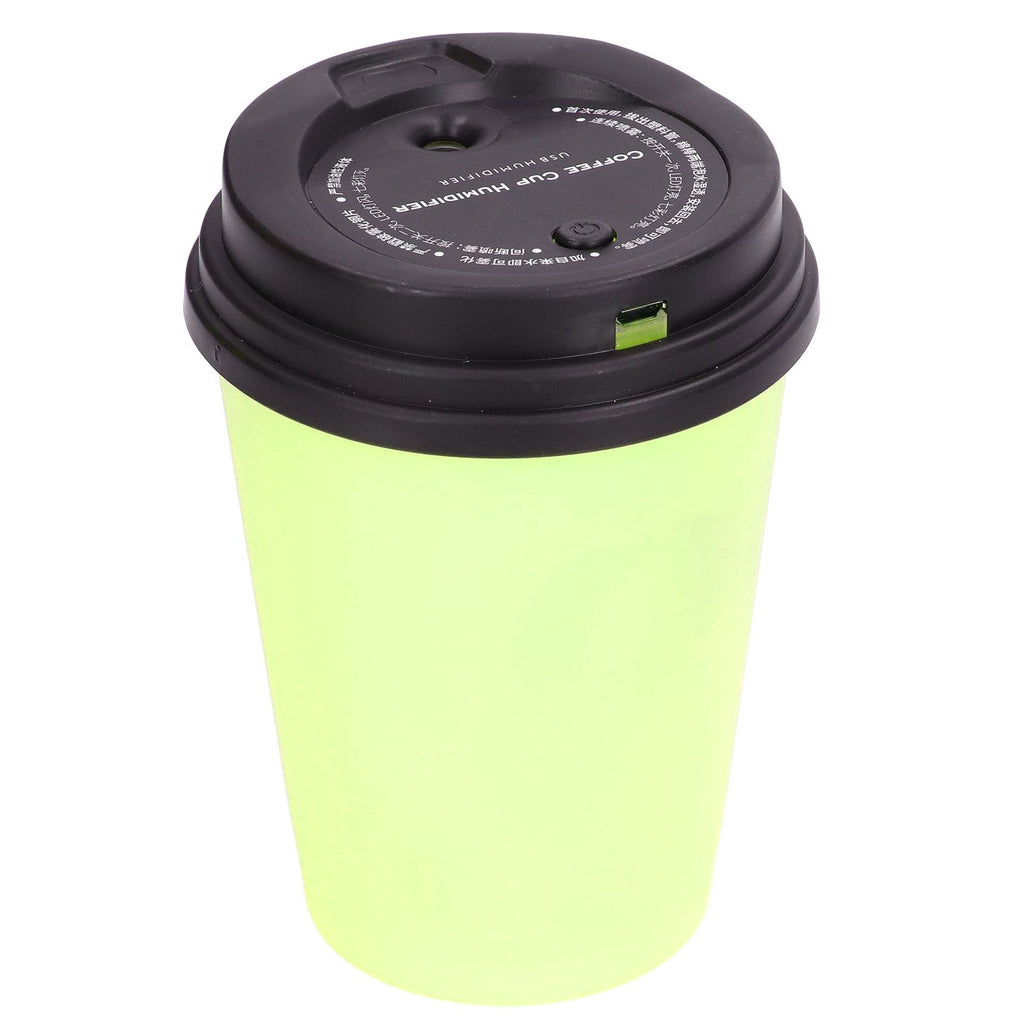 USB Humidifier 300ml Coffee Cup Low Noise Auto Off Compact Lightweight Space Saving Mini Humidifier for Car Home OfficeGreen