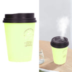 USB Humidifier 300ml Coffee Cup Low Noise Auto Off Compact Lightweight Space Saving Mini Humidifier for Car Home OfficeGreen