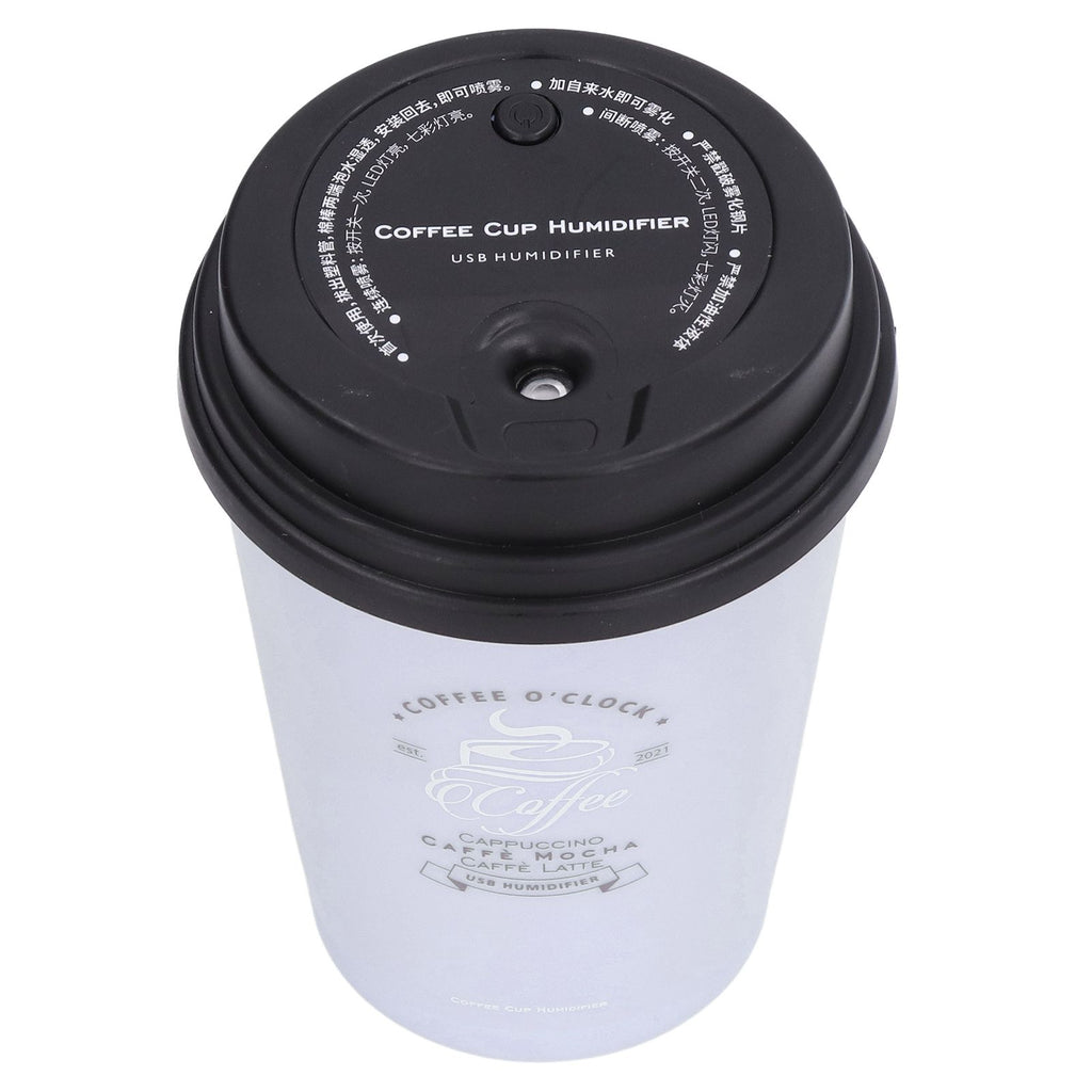 USB Humidifier 300ml Coffee Cup Low Noise Auto Off Compact Lightweight Space Saving Mini Humidifier for Car Home OfficePurple
