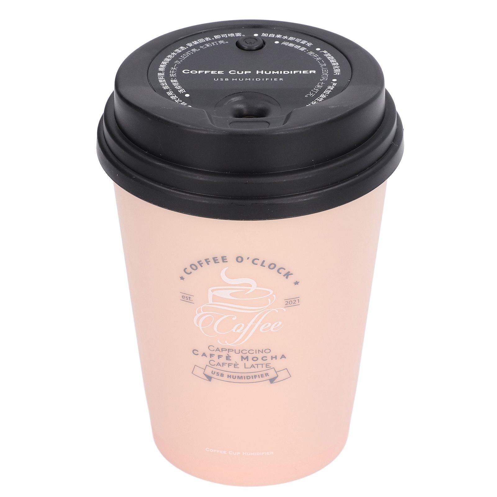 USB Humidifier 300ml Coffee Cup Low Noise Auto Off Compact Lightweight Space Saving Mini Humidifier for Car Home OfficePink