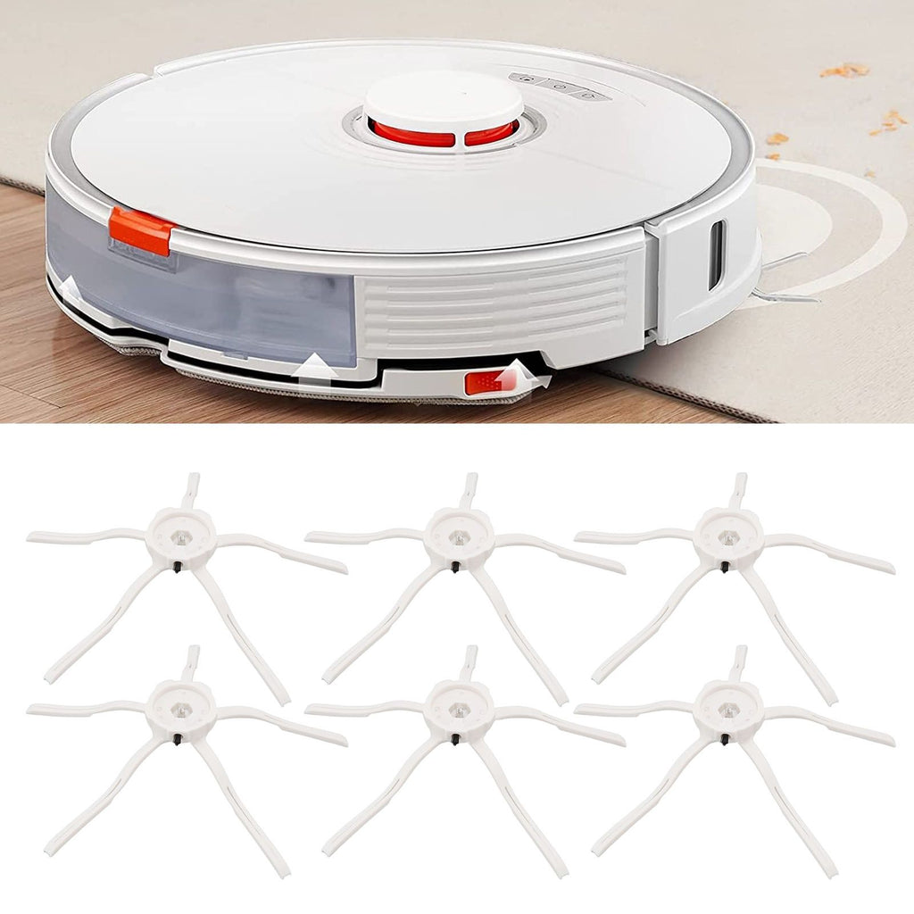 6PCS Robot Vacuum Cleaner Side Brush Silicone Sweeper Side Brush Replacement for Xiaomi Roborock S7 White