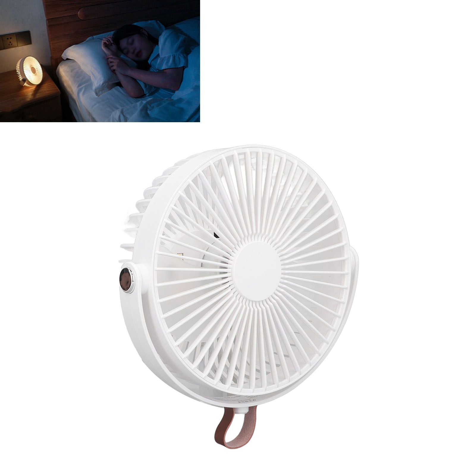 Electric Fan 3 Speeds 360 Degree Adjustable USB Rechargeable Portable Camping Fan with Night Light for Dormitory Camping