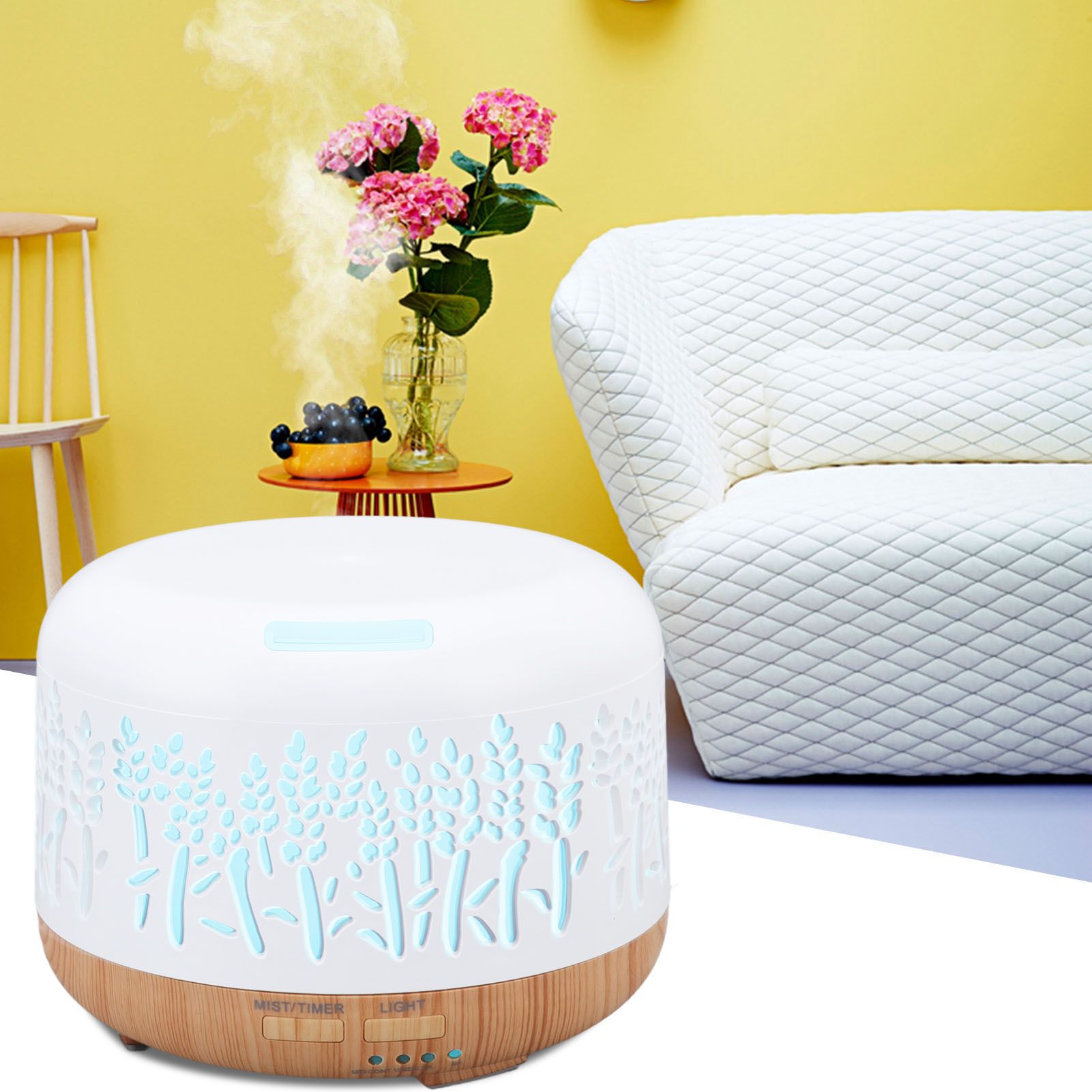Desktop Humidifier 300ml Wood Grain Design Low Noise Aromatherapy Humidifier with LED Color Light 100‑240V AU Plug