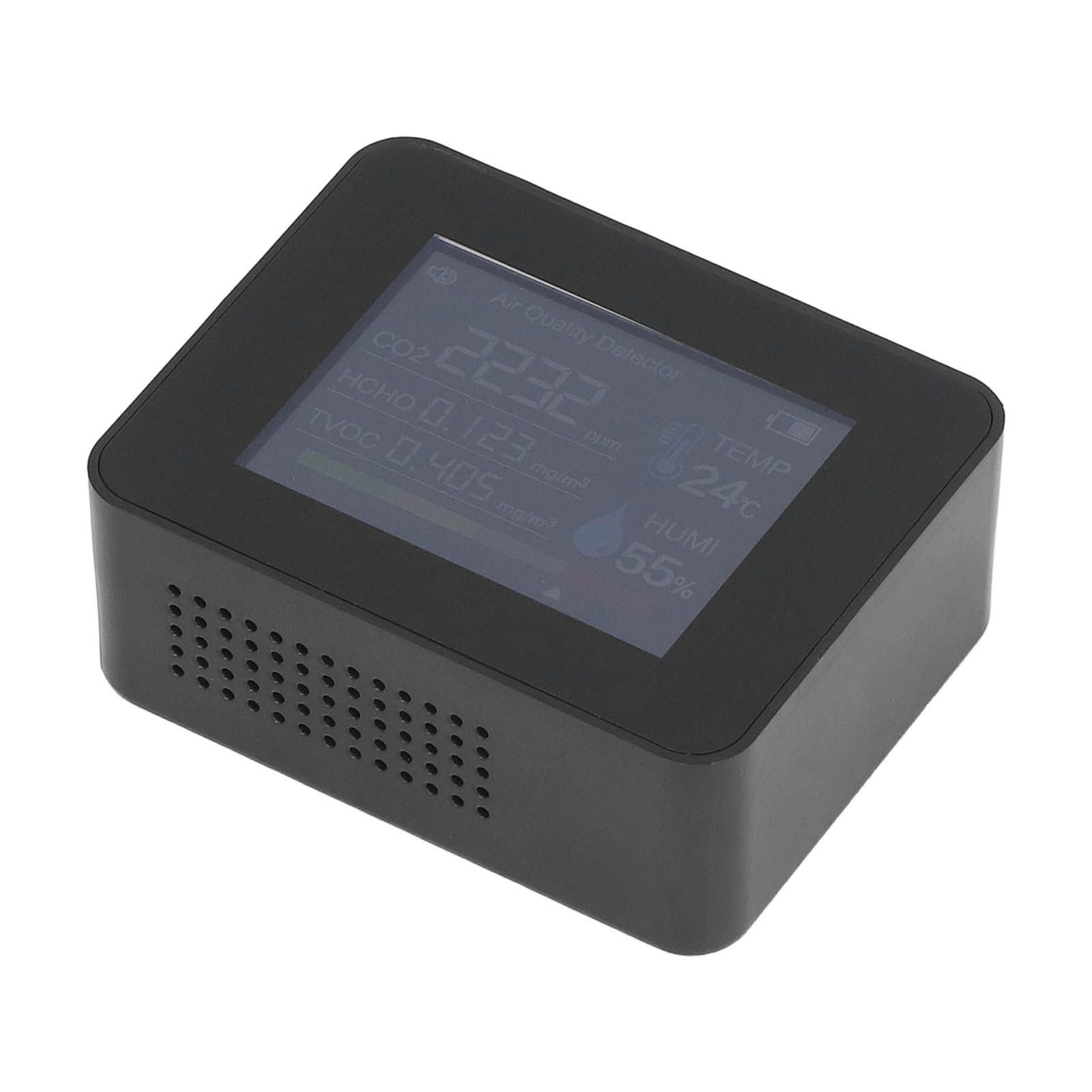 Portable Carbon Dioxide Detector USB Charging Temperature and Humidity Tester with Color Screen Display for Home Black