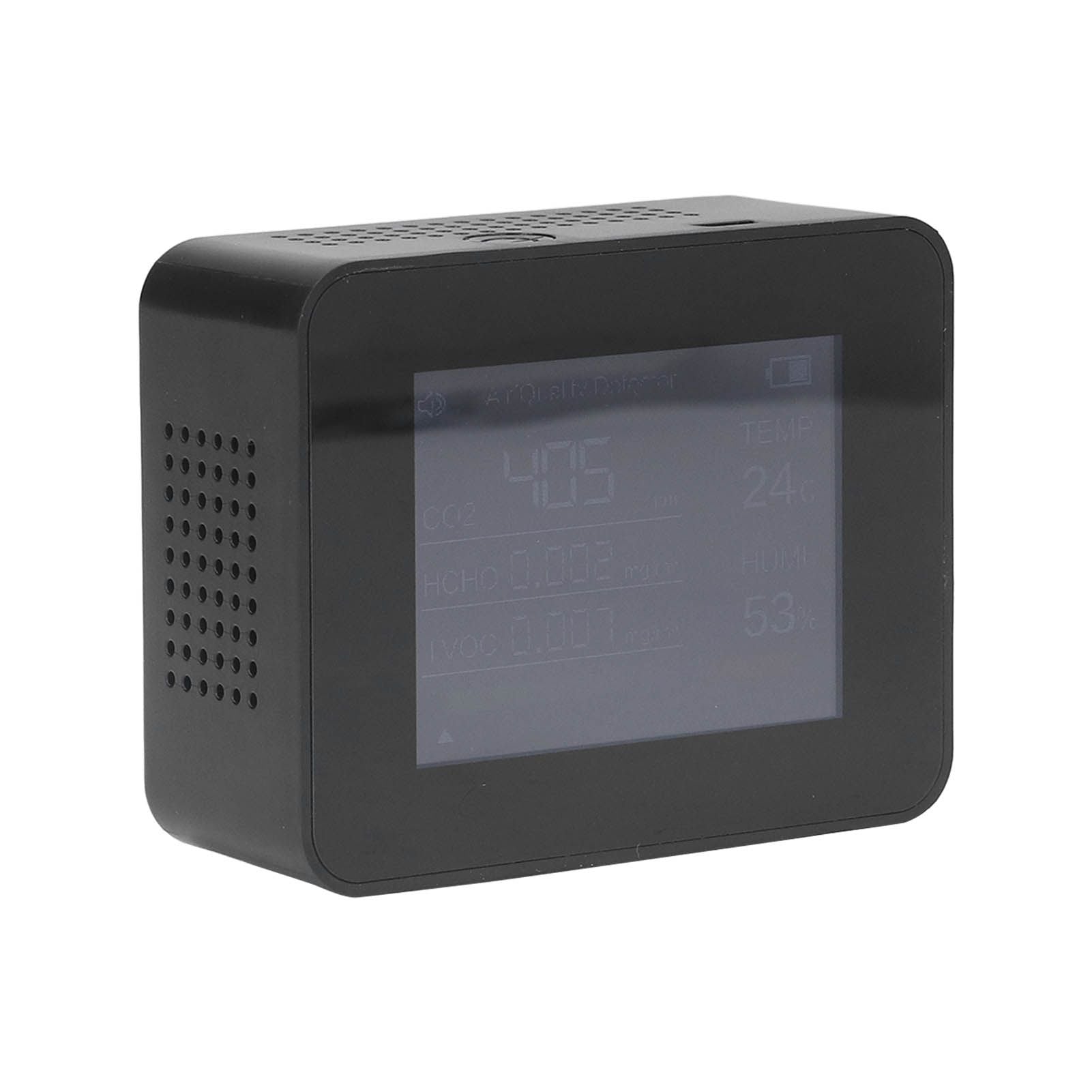 Portable Carbon Dioxide Detector USB Charging Temperature and Humidity Tester with Color Screen Display for Home Black