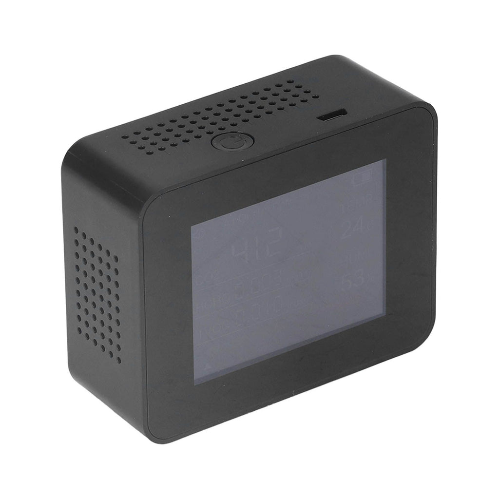 Portable Carbon Dioxide Detector USB Charging Temperature and Humidity Tester with Color Screen Display for Home Black