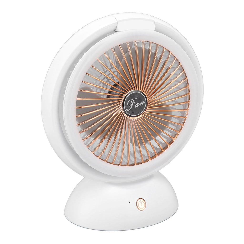 Foldable Fan with LED Light 2 in 1 Warm Light Low Noise Portable Rechargeable 4 Speed Lighting Desk Fan