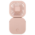 Portable Folding Fan 3 Level Wind Speed USB Powered Rechargeable Rotatable Handheld Desktop Small Fan Pink